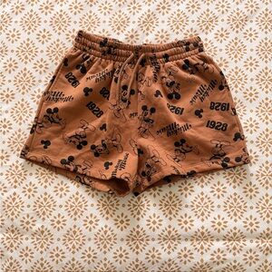Disney Tan Mickey Mouse Print Shorts